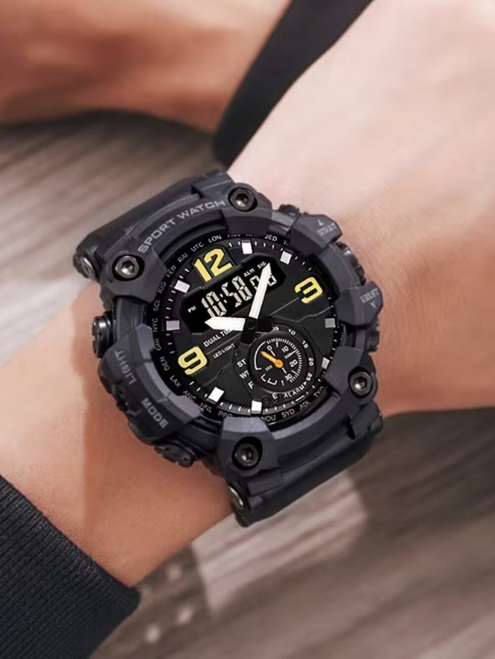 Men’s Digital Sports Watch Dual Display TPU Strap Fashion Watch
